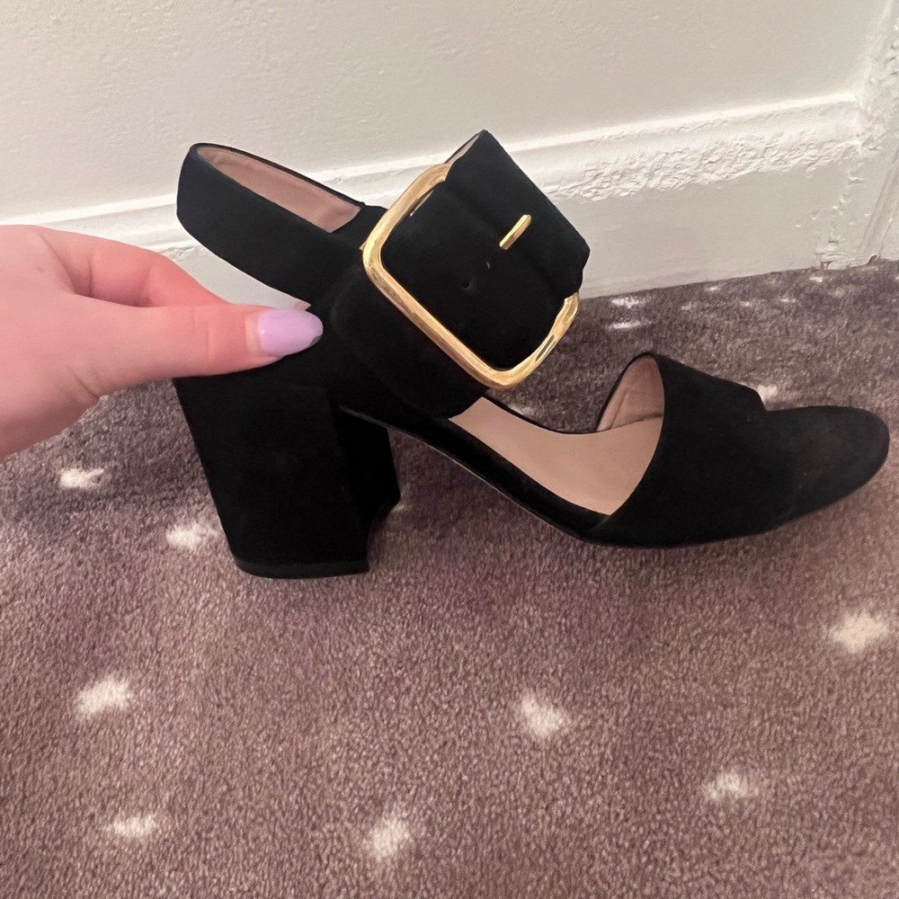 Black suede block heel Stuart Weitzman heel